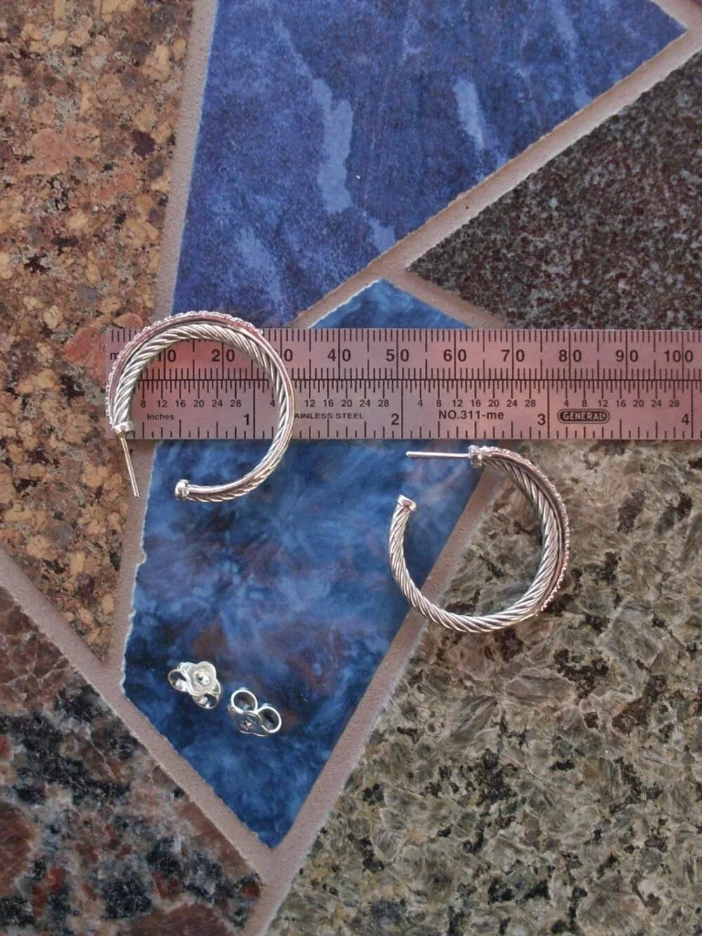 Retired - David Yurman Diamond Crossover Hoop Earrings - 1.25 Inches - 14K/925